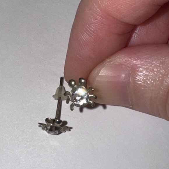 Clear Cute 8.25mm Sterling Silver Spider Post Earrings - Picture 8 of 10